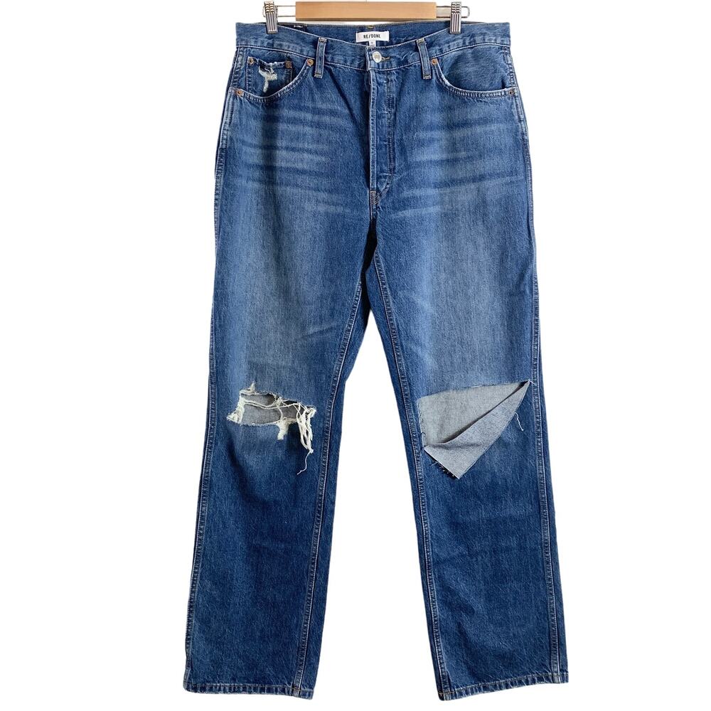 NWT RE/DONE Redone 90's High Rise Loose Relaxed Jean Washed Indigo With Rips 32 - Picture 5 of 9